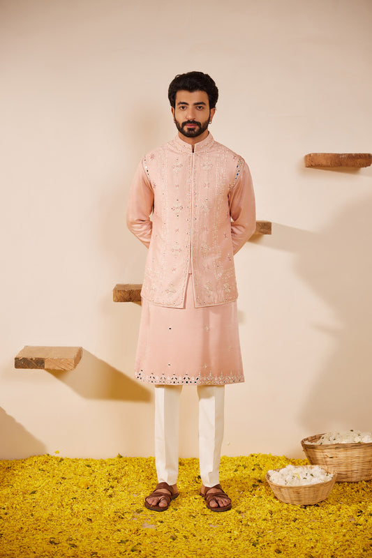 Devansh Soft Pink Waistcoat Set