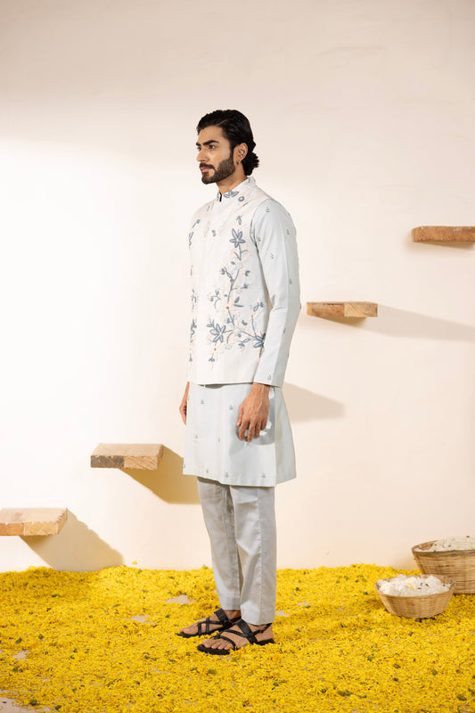 Advaith Powder Blue Waistcoat Set