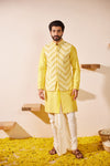 Yajur Lime Yellow Waistcoat Set