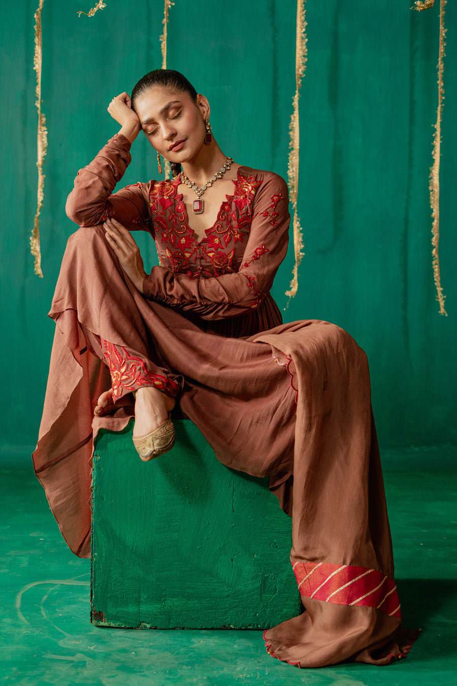 Brown Suit With Salwar Set With Dupatta