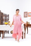 Pink Cinched Sleeves Kurta With Haram Pants