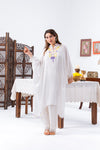 White Chiffon Kaftan And Pant With Inner