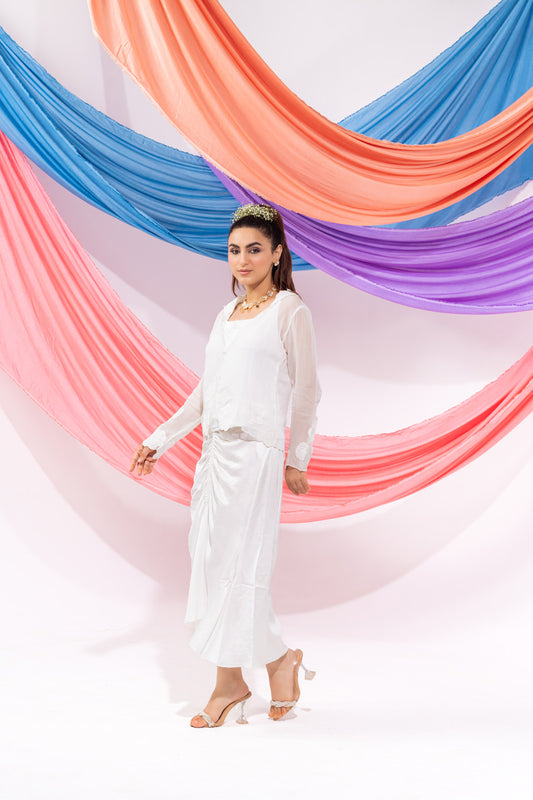 White Coat With Inner And Skirt