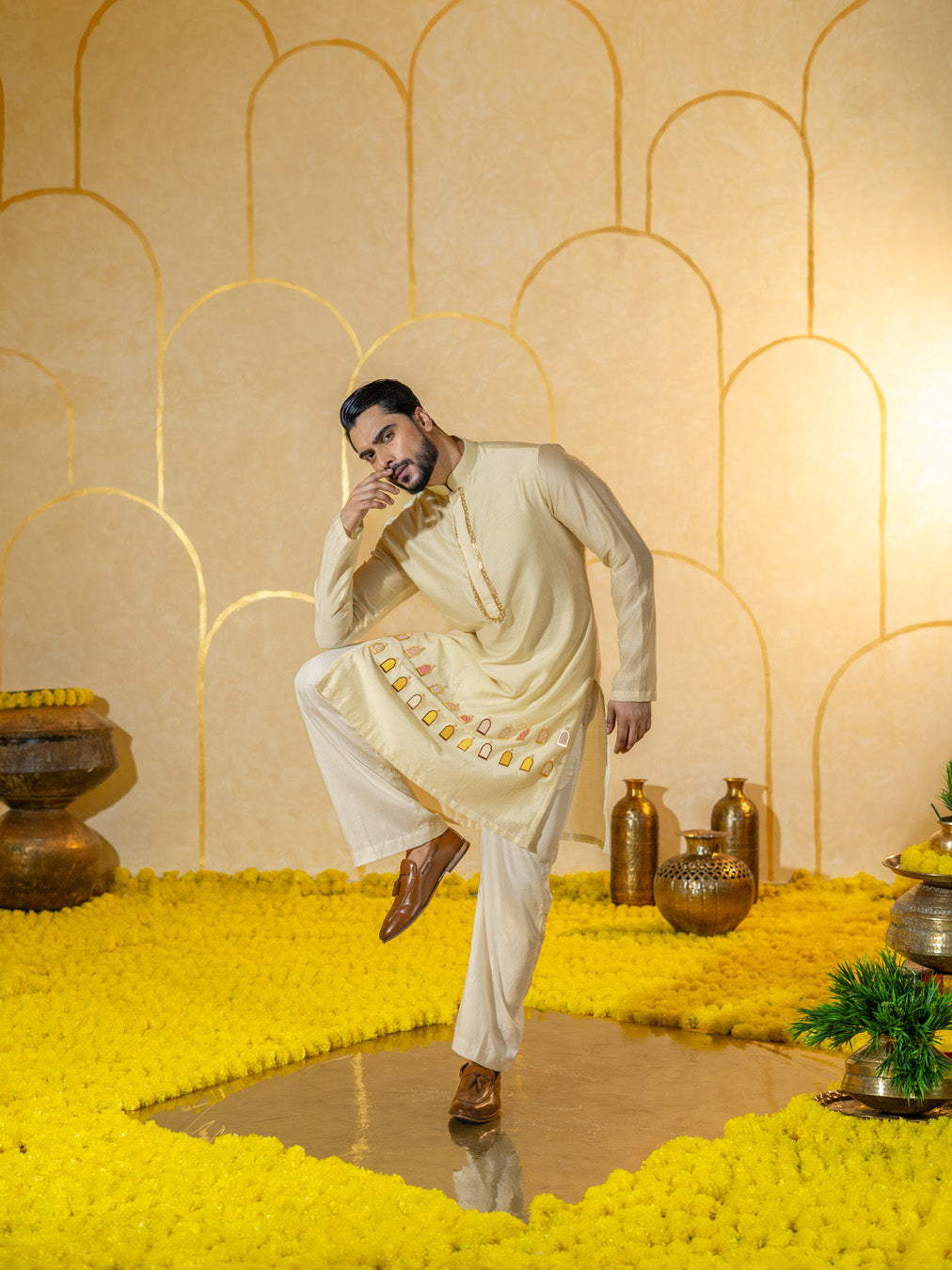 Multi Color Khidki Long kurta set