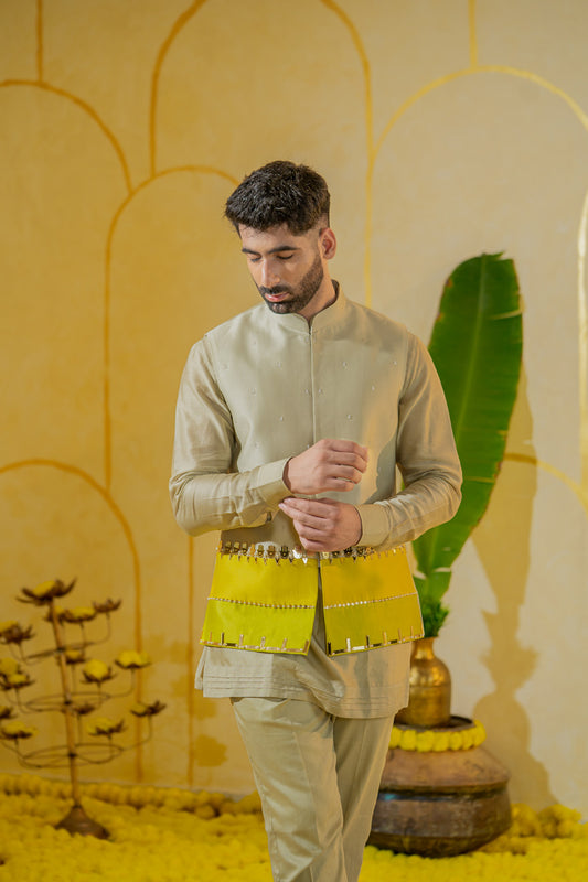 Khaki warm short kurta set