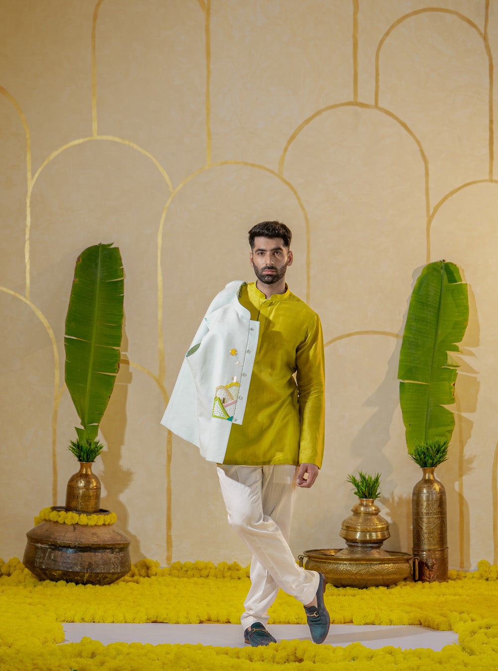Green Pleat kurta set