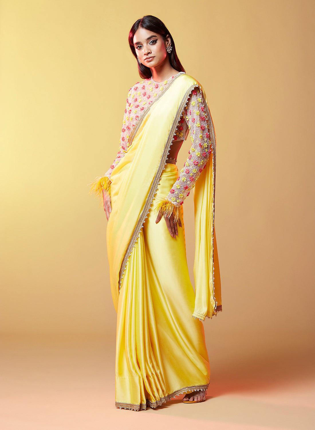 Aarti Lemon Pink Gajji Silk Saree