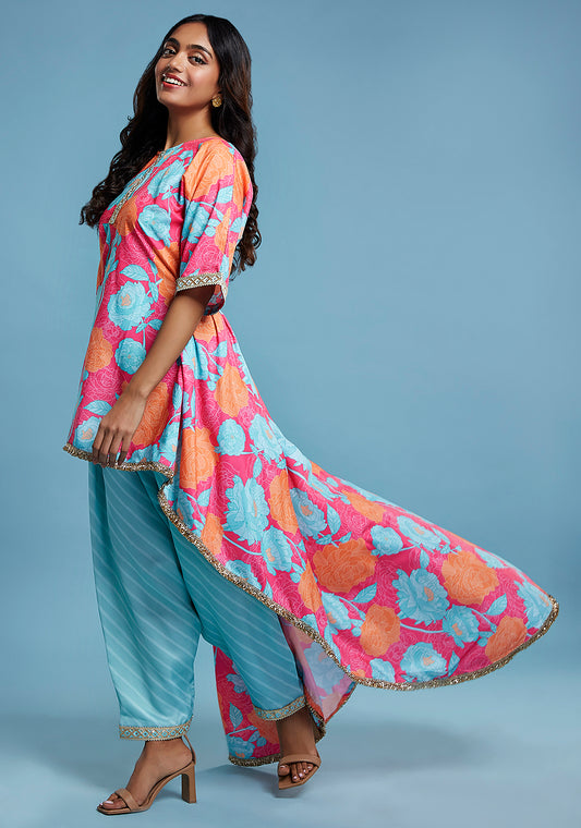 Floral Asymetric Kurta and Salwar set