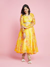 Mom Yellow Printed Dress Kurta