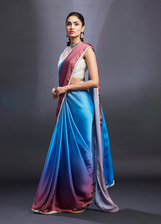 Purple & Blush Ombre Saree