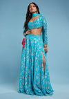 Turquoise Backless Lehenga Set