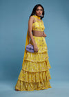Yellow Ruffle Sleeveless Lehenga Set