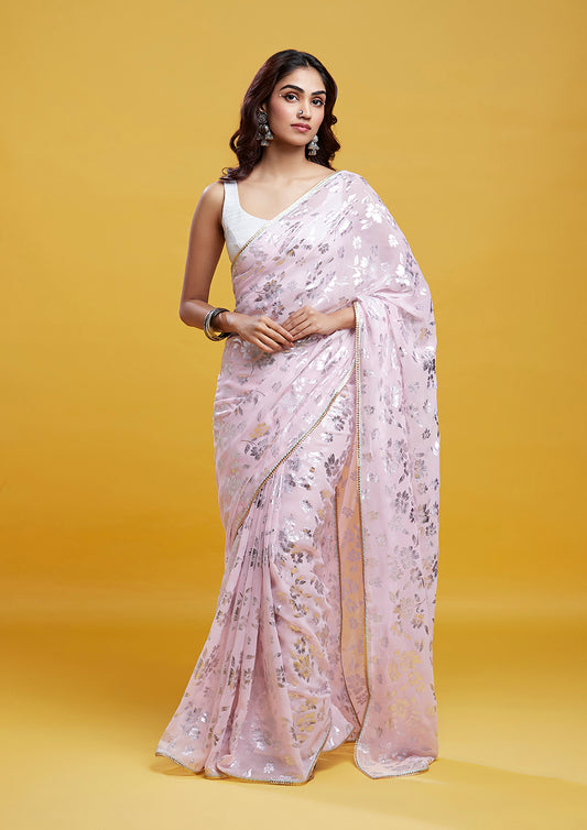 Baby Pink Barfi Saree