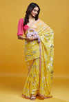 Yellow Barfi Saree Set
