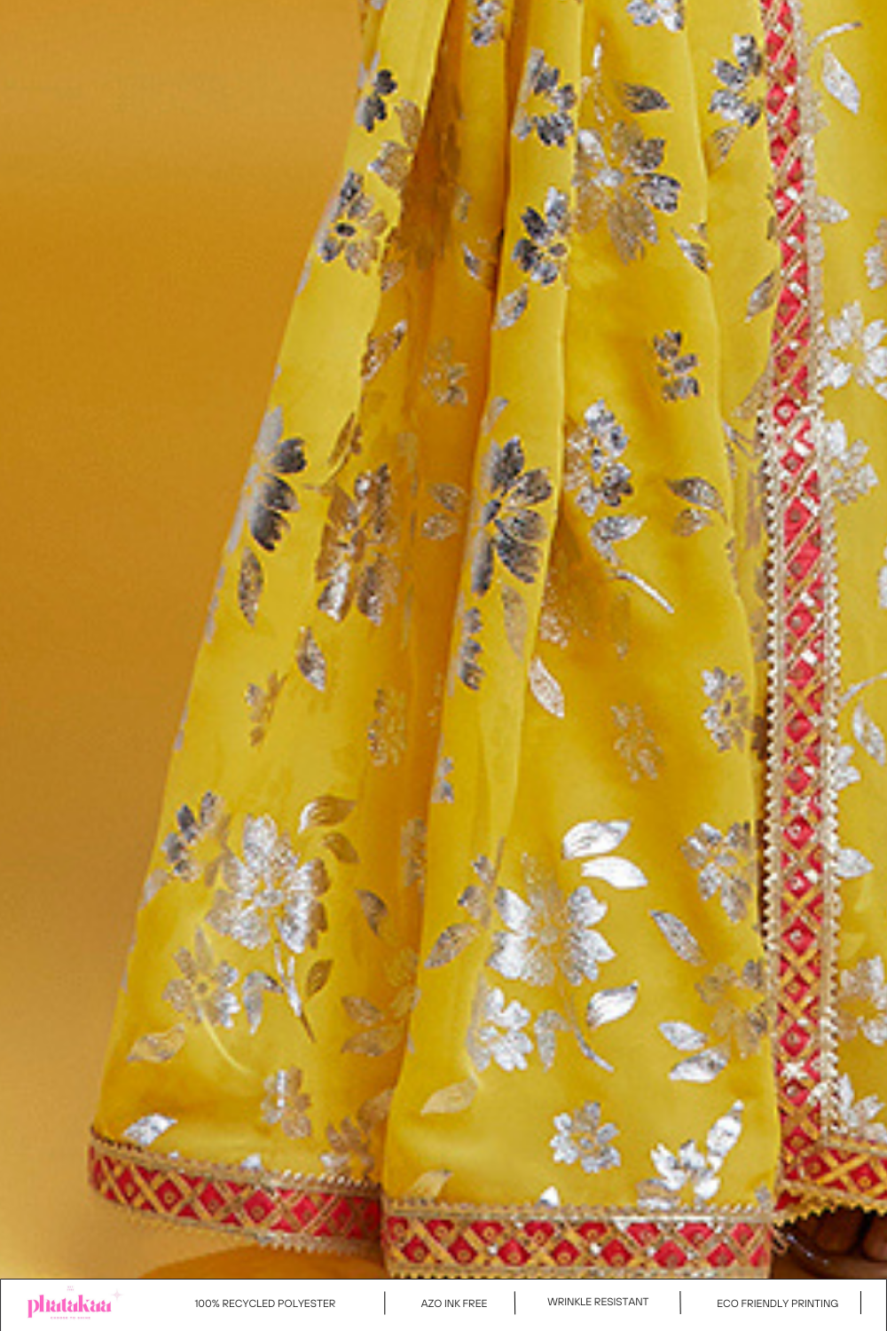 Yellow Barfi Saree Set
