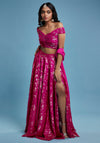 Hot PInk Offshoulder Vark Lehenga Set