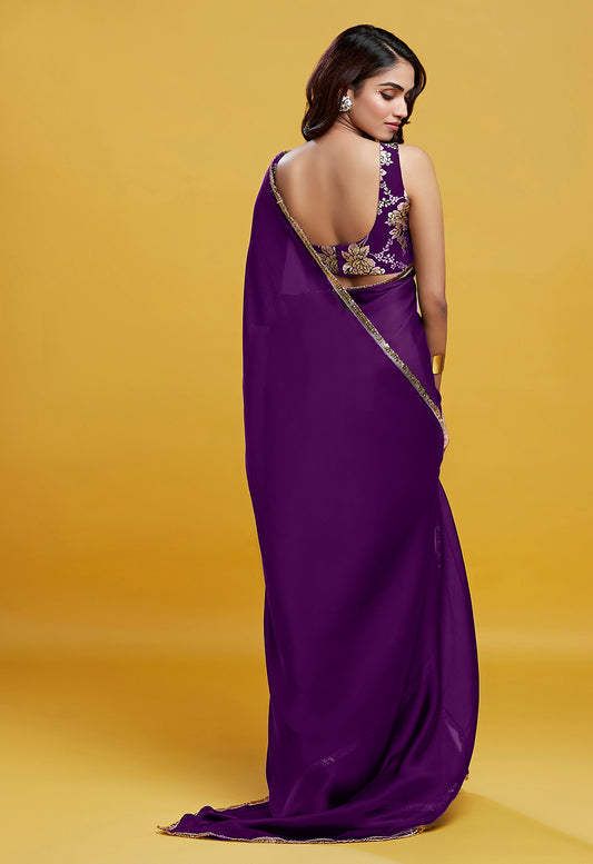 Purple Cocktail Saree