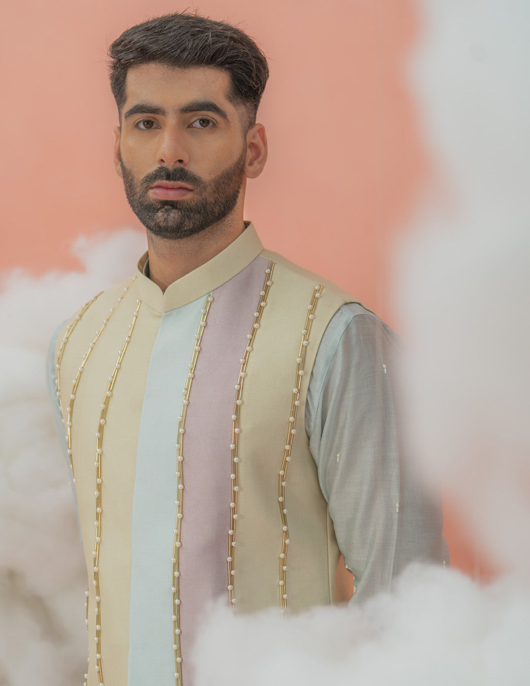 Cutpipe color block Patch Bundi-Nehru Jacket only