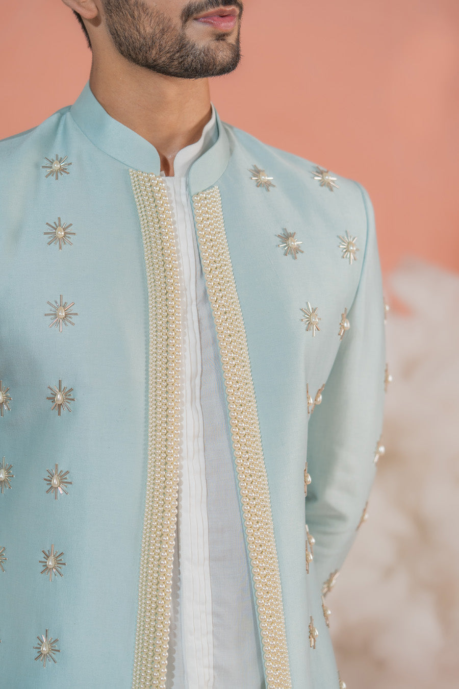 Sunny Blue Short Indowestern set