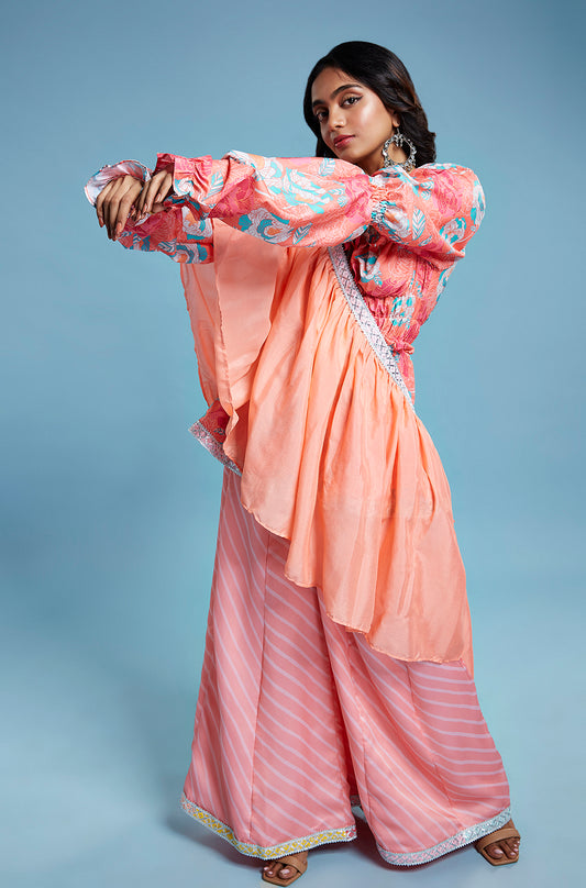 Floral Crop and  Leheriya printed Set