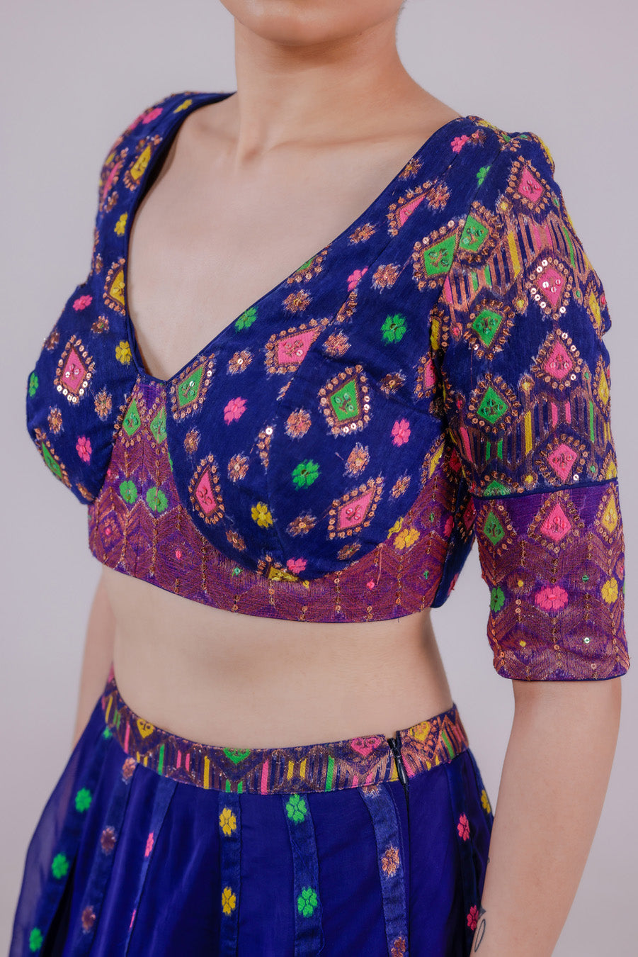 Neelira Jamdani Lehenga