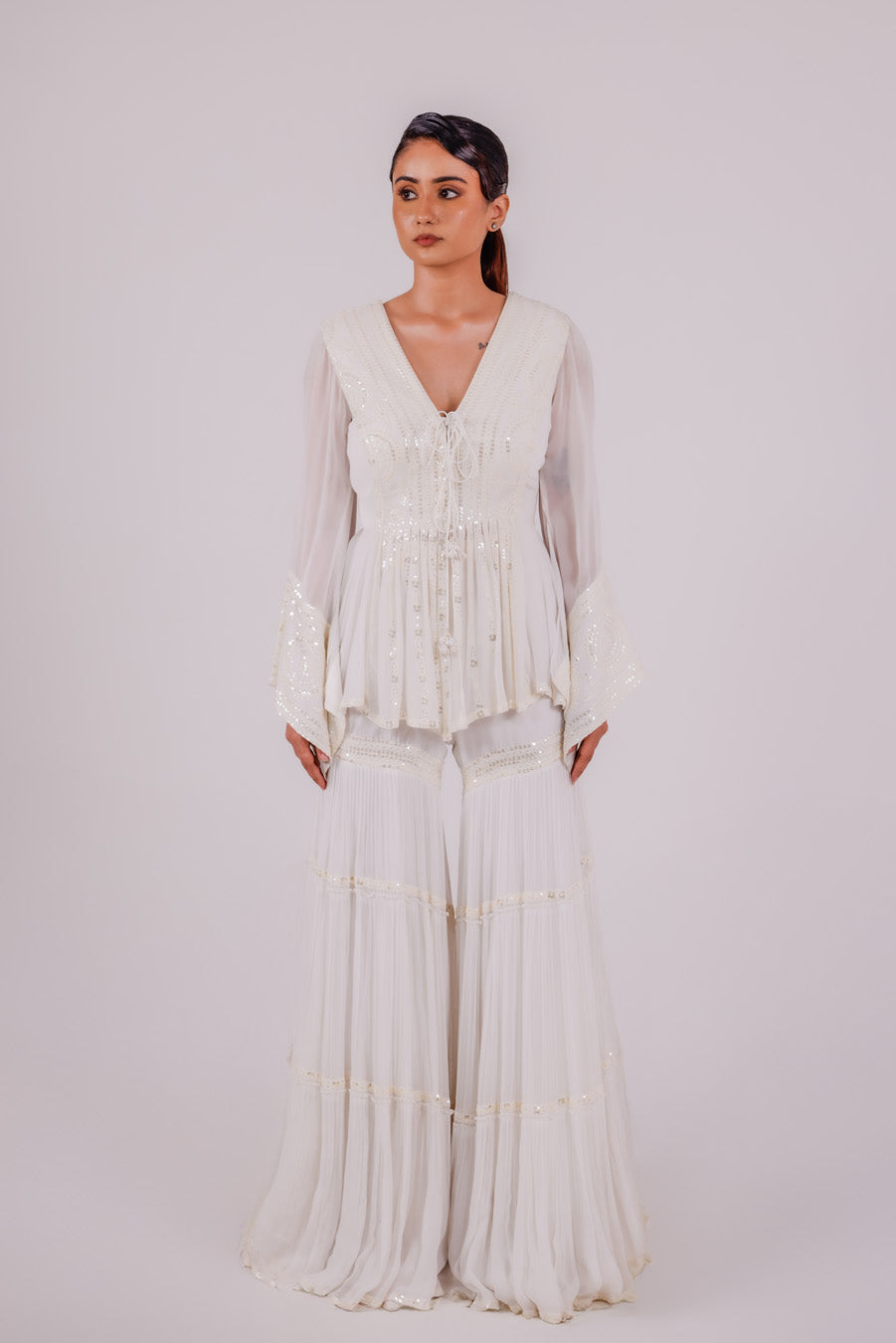 Mehr Peplum Sharara Set