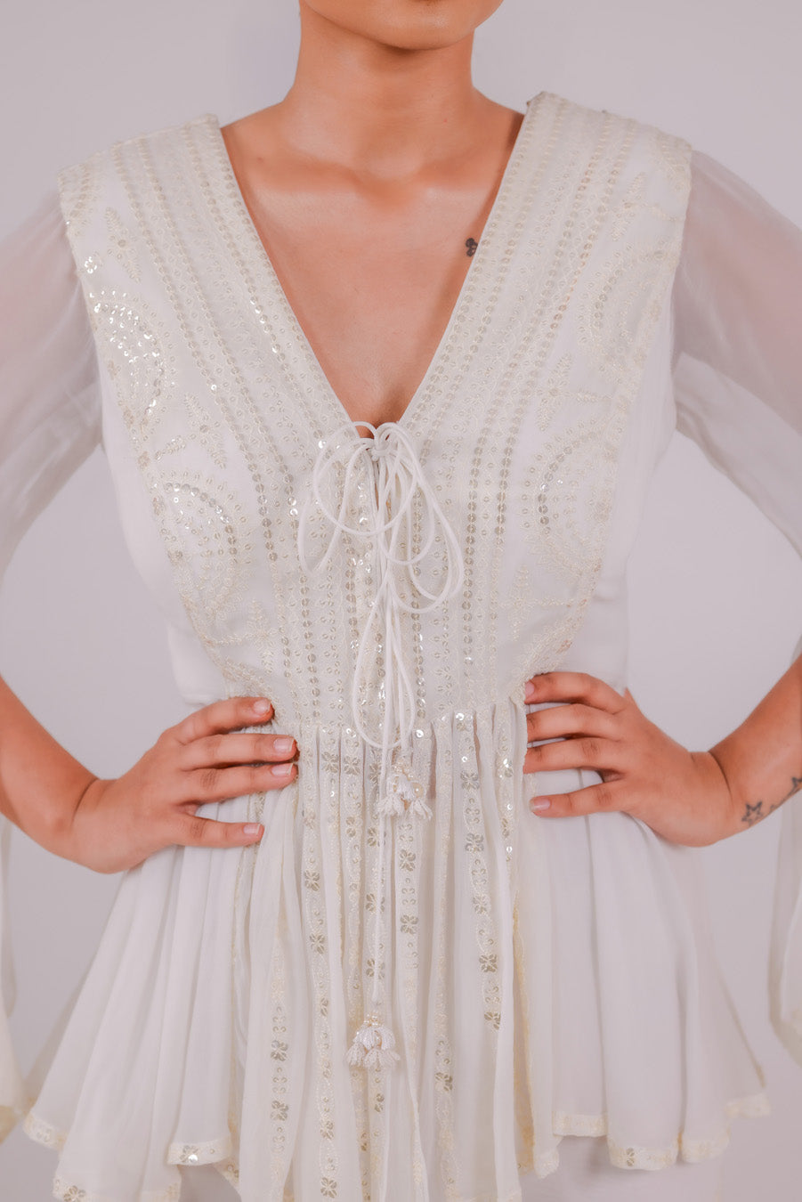 Mehr Peplum Sharara Set