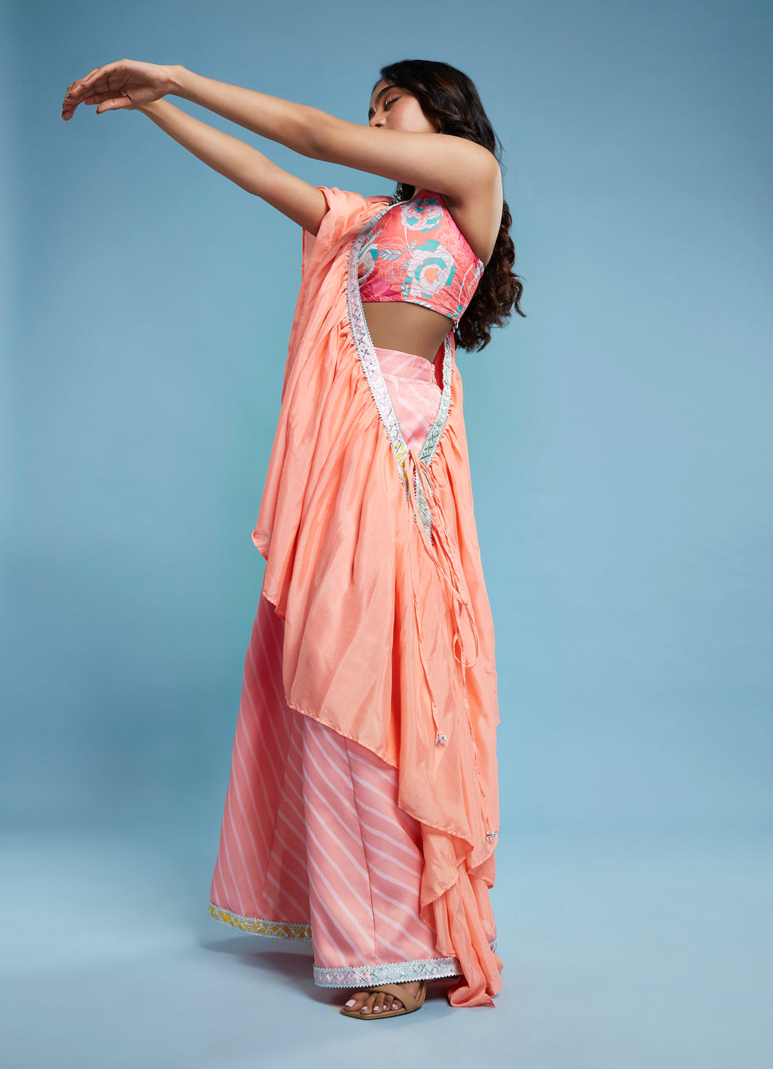 Floral Crop and  Leheriya printed Set