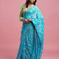Turquoise Barfi Saree Set