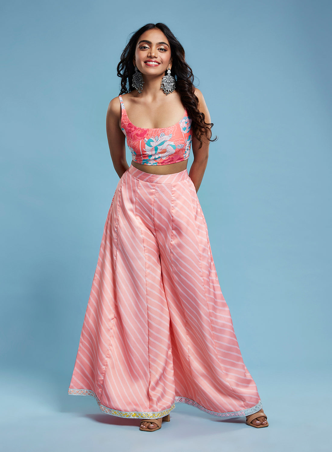 Floral Crop and  Leheriya printed Set