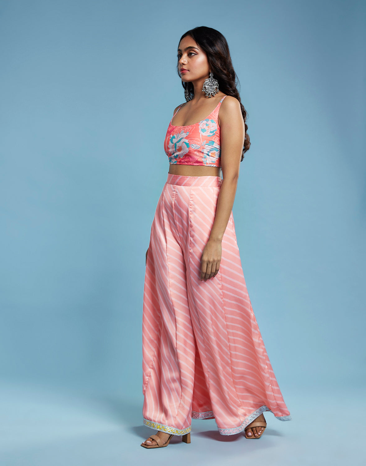 Floral Crop and  Leheriya printed Set