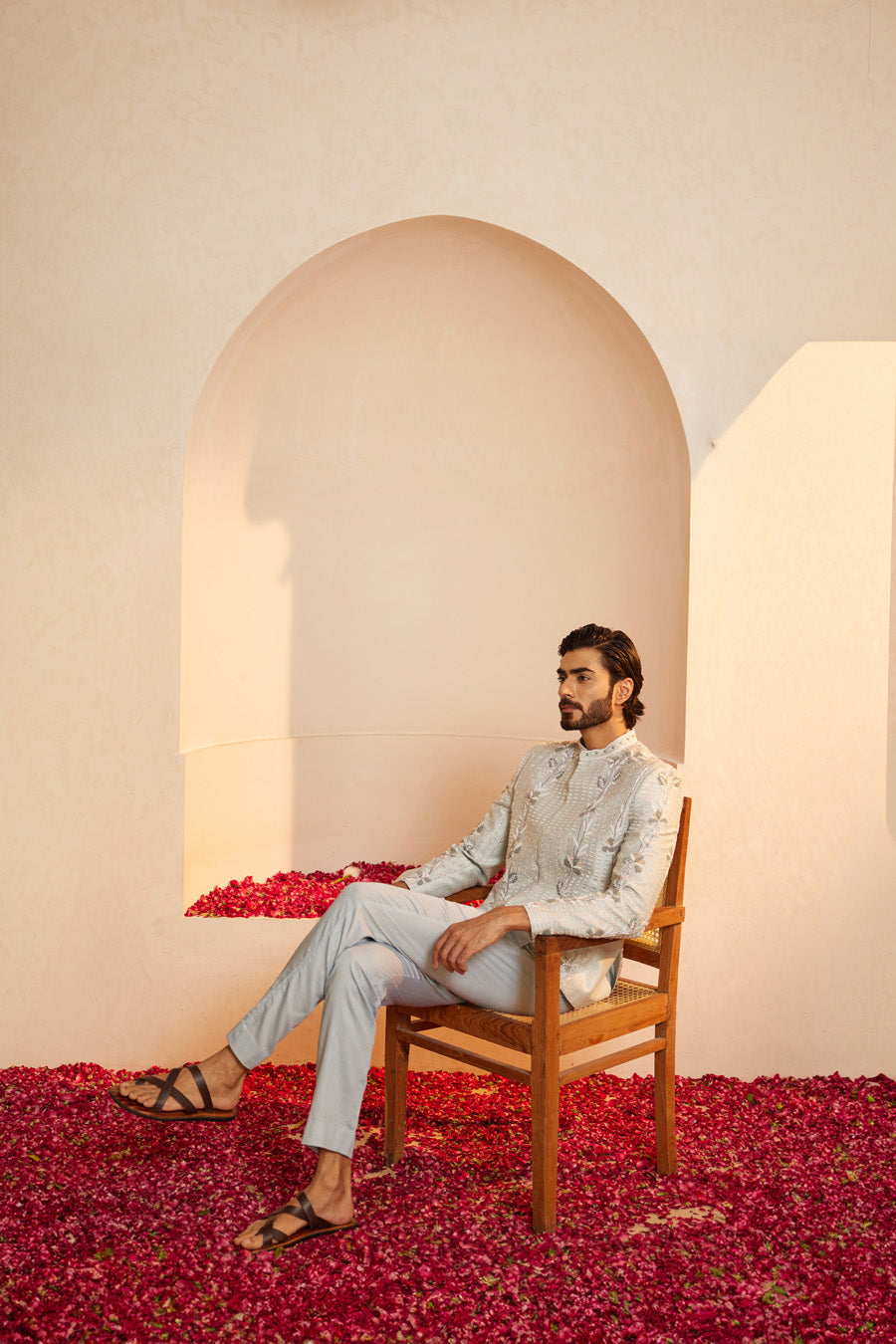 Ikshaan Powder Blue Bandgala Set