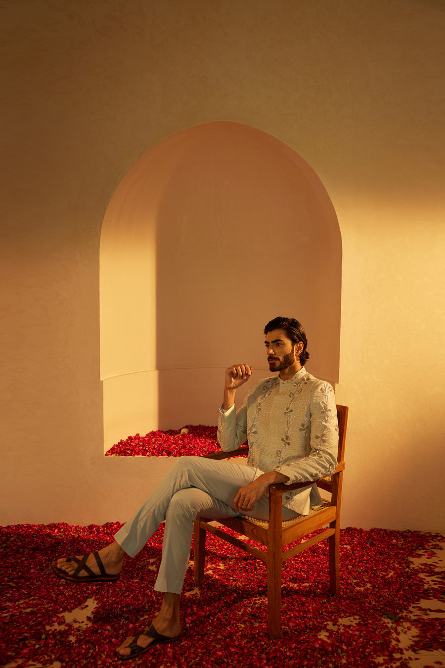 Ikshaan Powder Blue Bandgala Set