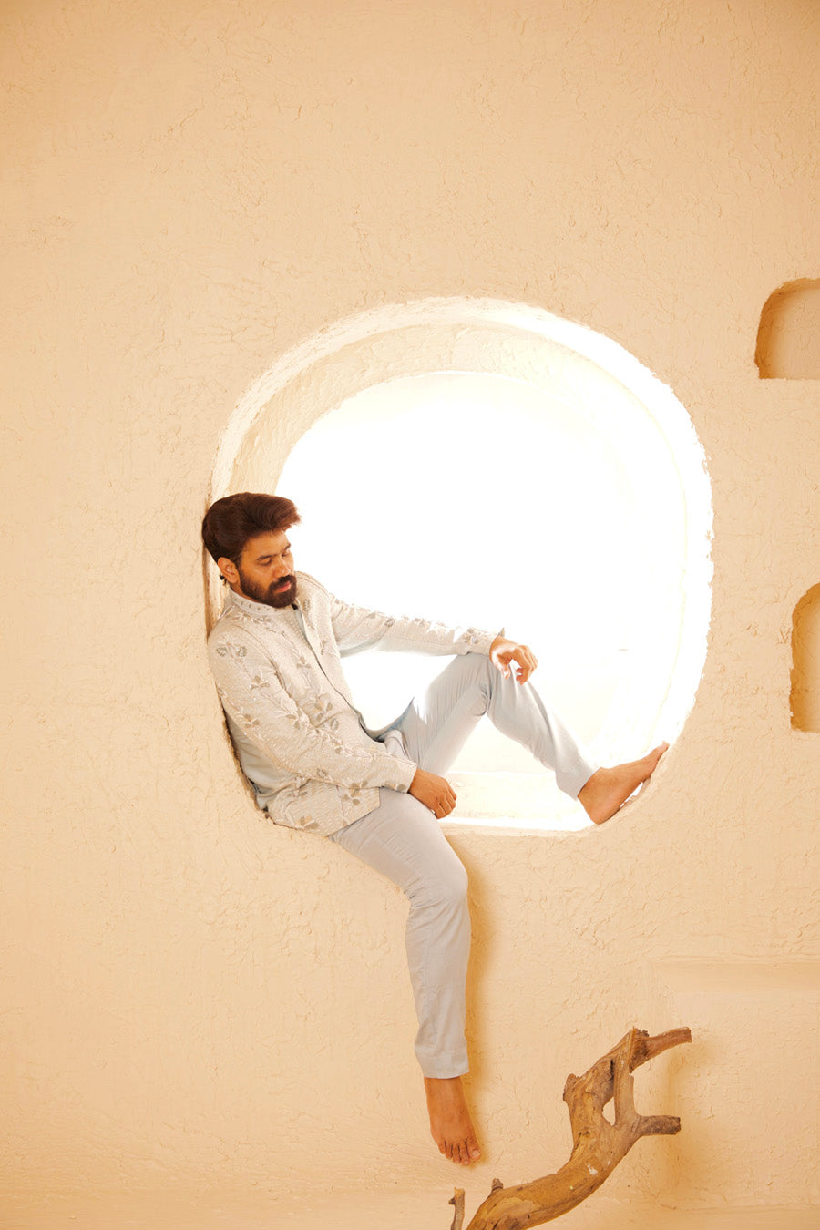 Ikshaan Powder Blue Bandgala Set