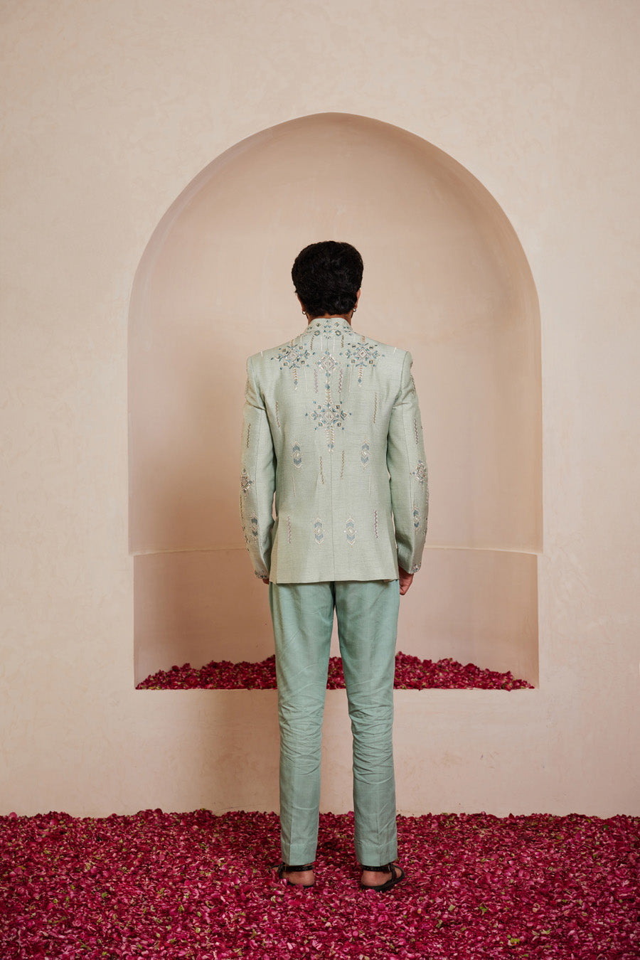 Yakshit Powder Blue Bandgala Set