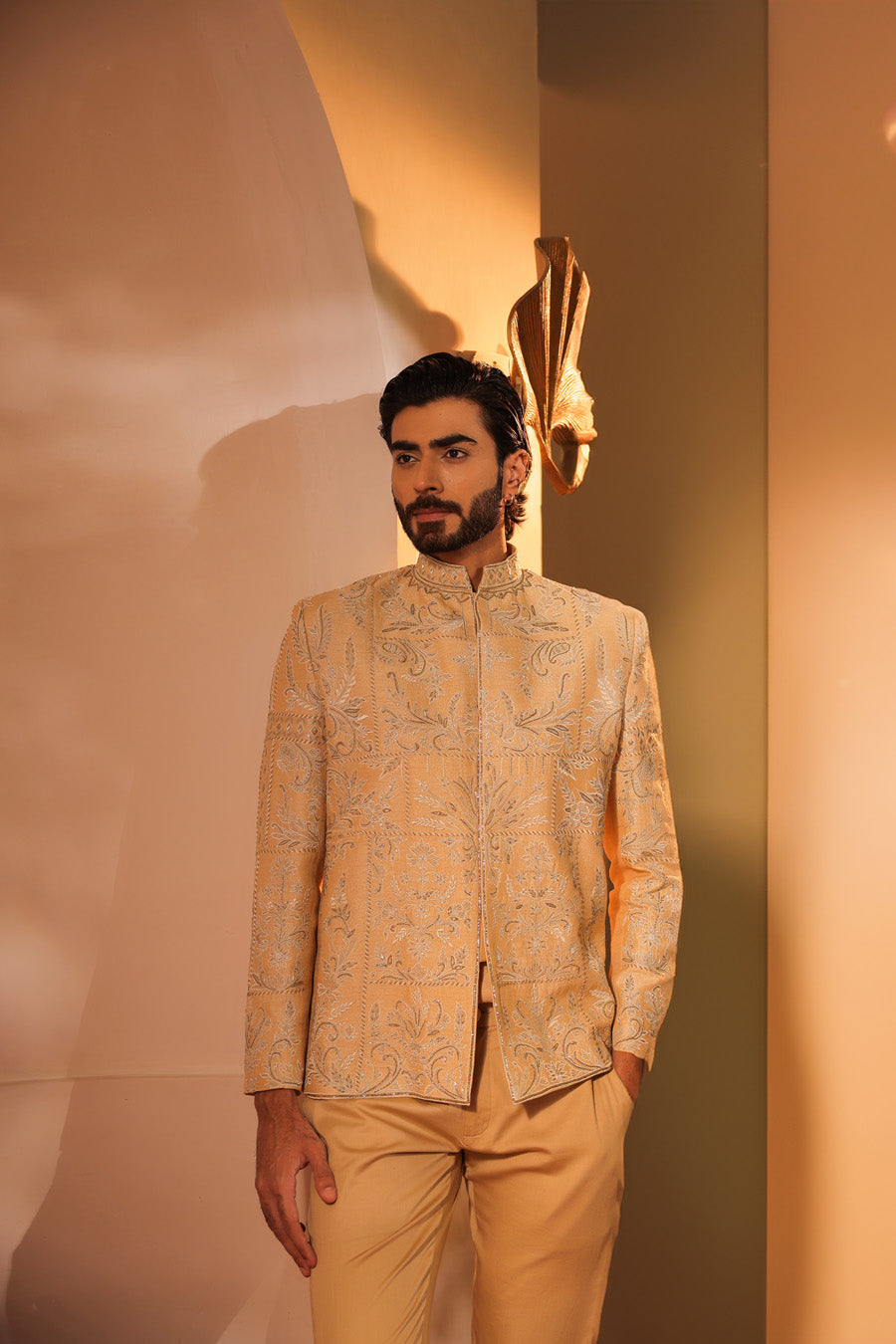 Agniv Gold Bandgala Set