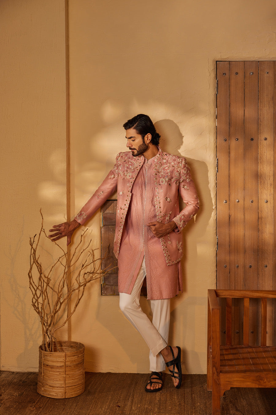 Manohar Baby Pink Indo Western Set