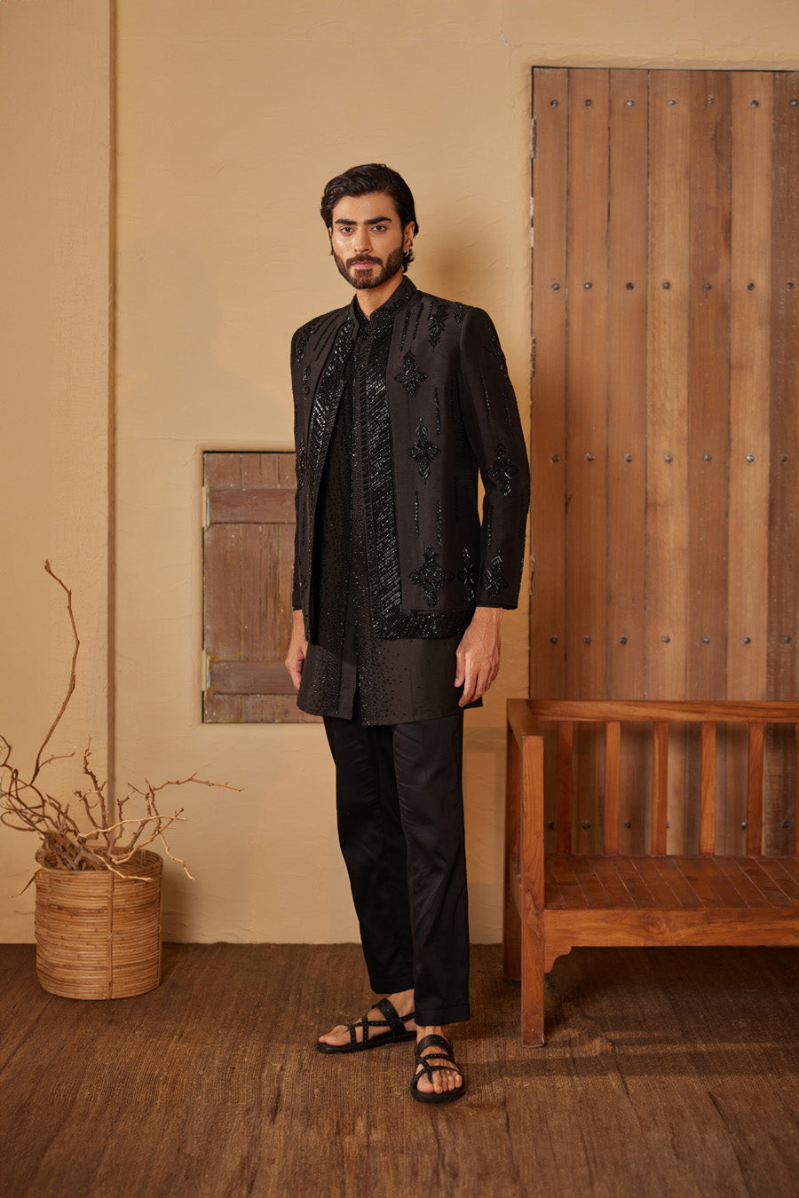 Nainesh Black Indo Western Set