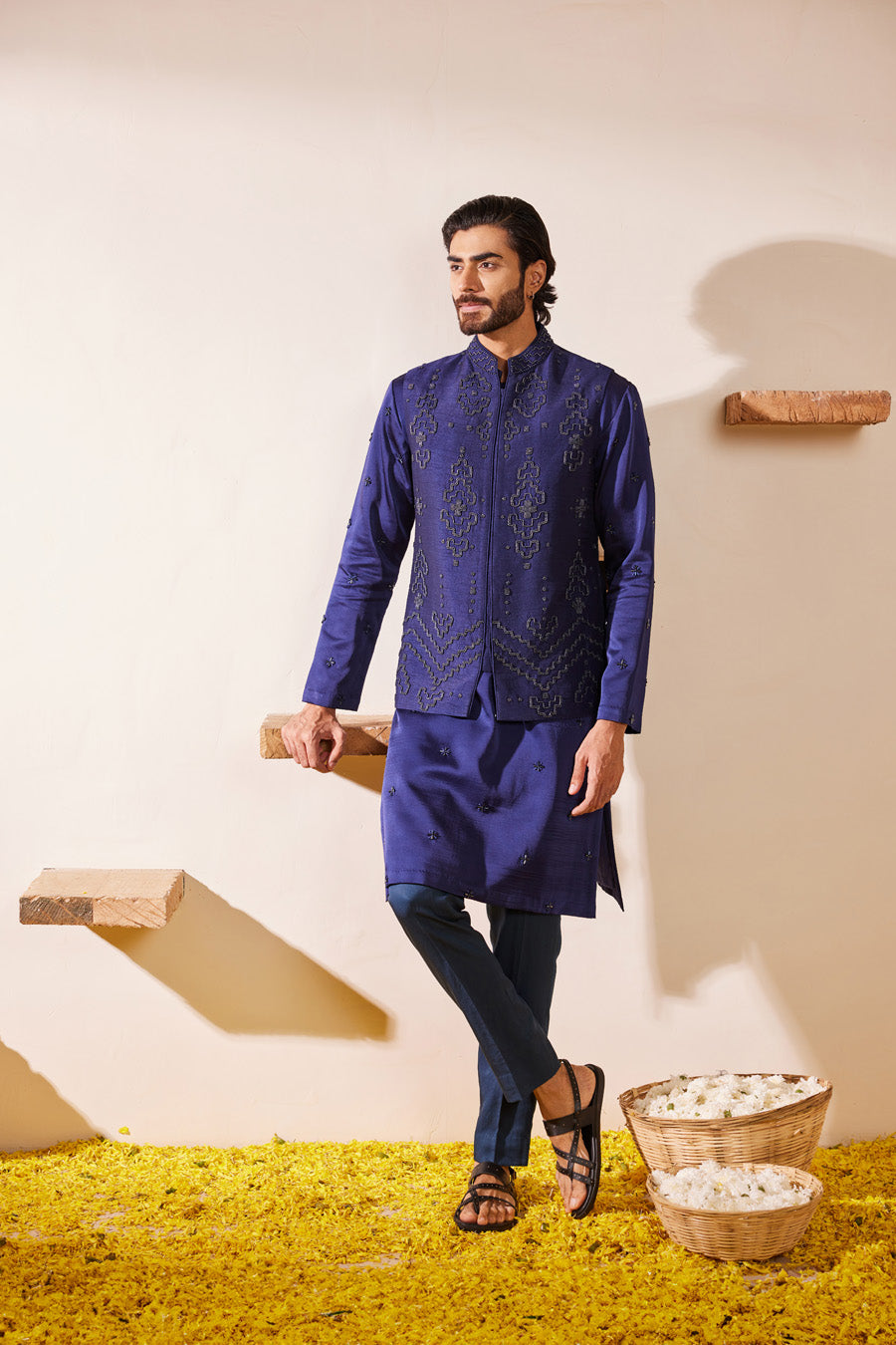 Gaurish Midnight Blue Waistcoat Set