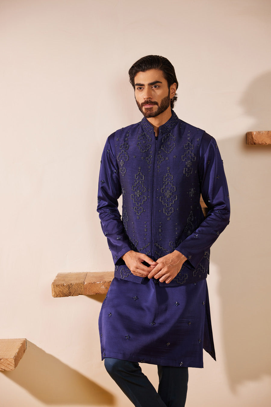 Gaurish Midnight Blue Waistcoat Set