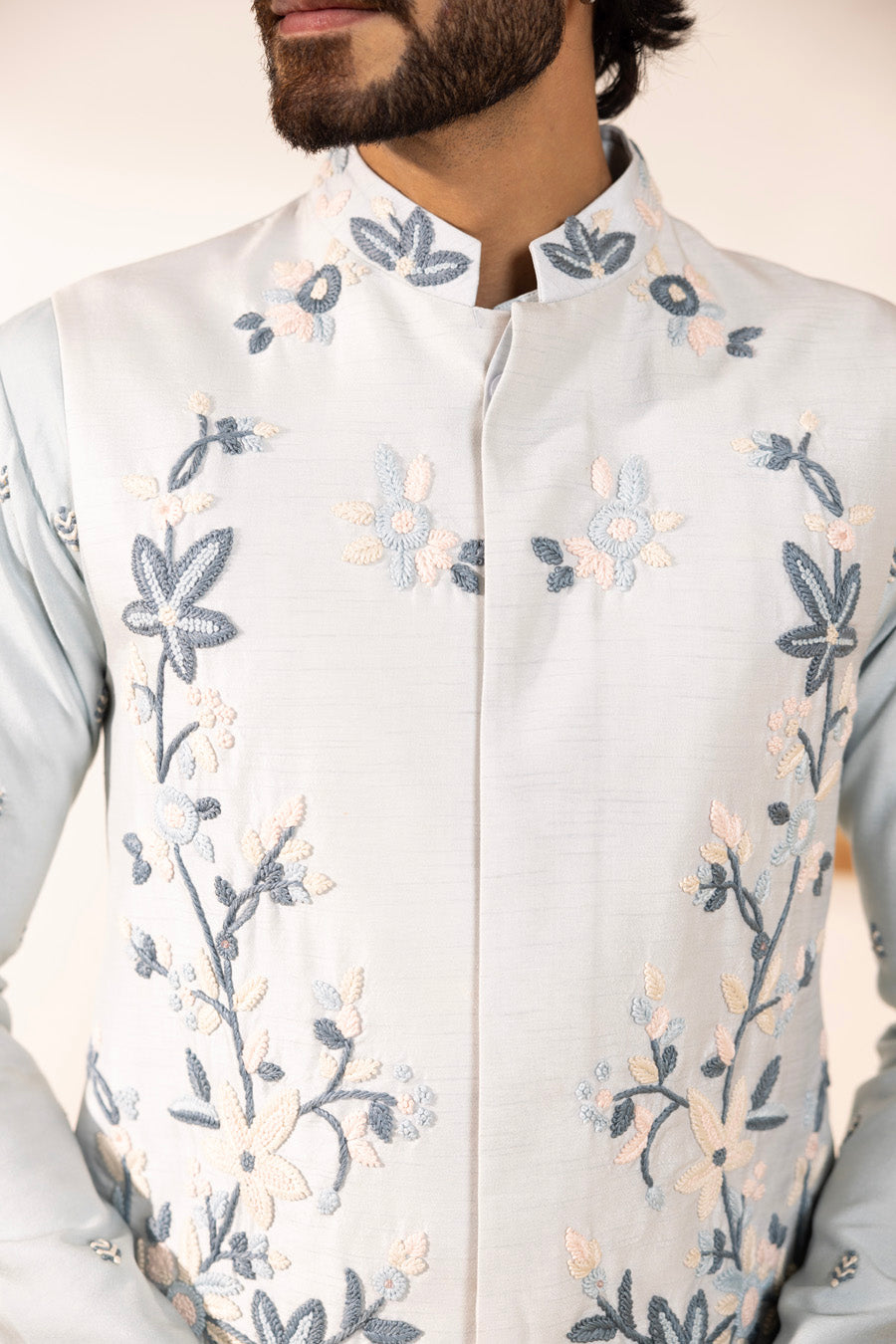 Advaith Powder Blue Waistcoat Set