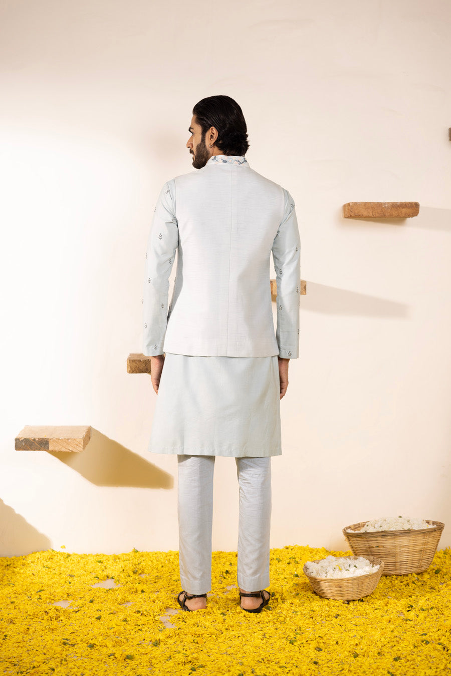 Advaith Powder Blue Waistcoat Set