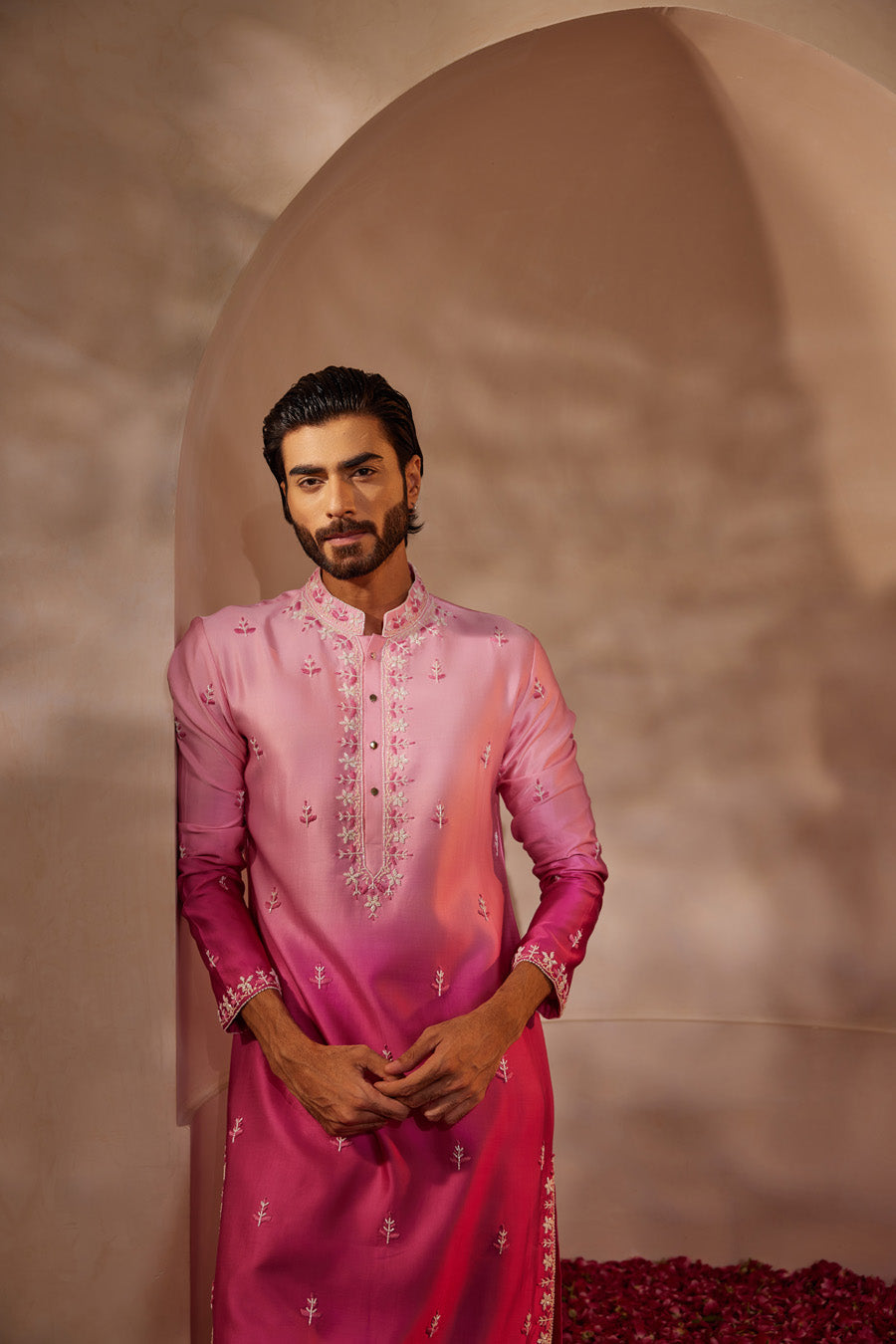 Nakul Fushia Pink Ombre Kurta Set