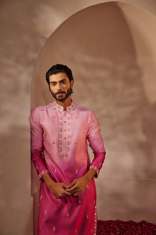 Nakul Fushia Pink Ombre Kurta Set