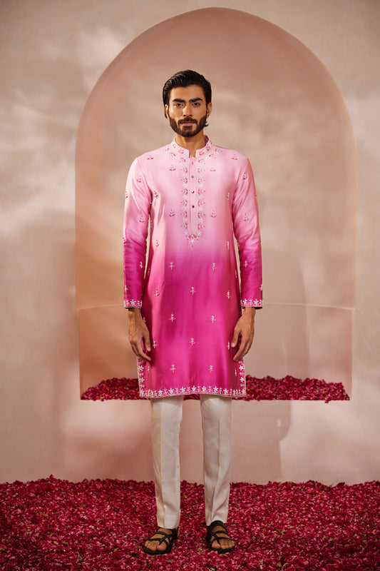 Nakul Fushia Pink Ombre Kurta Set