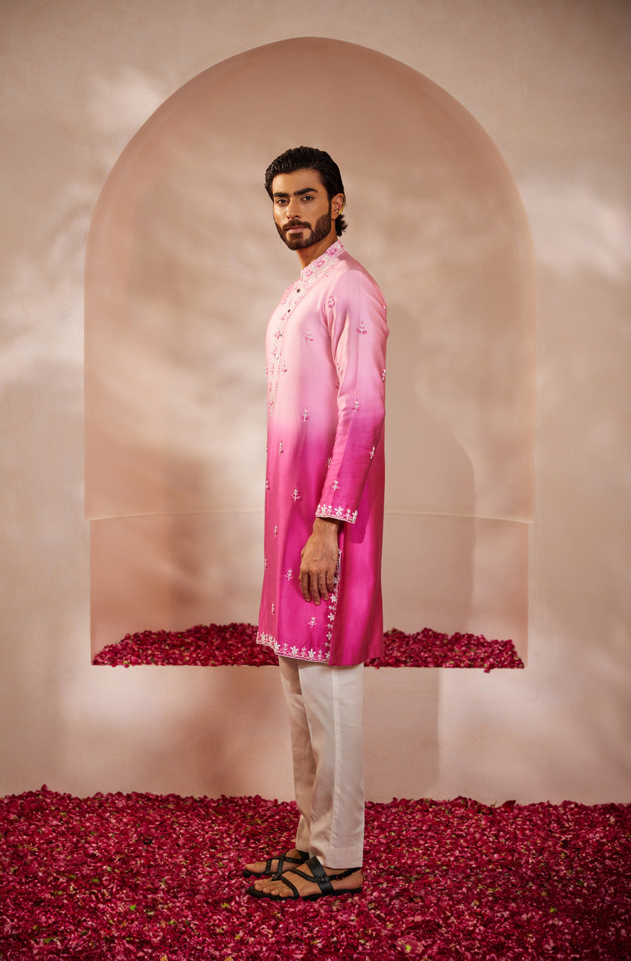 Nakul Fushia Pink Ombre Kurta Set