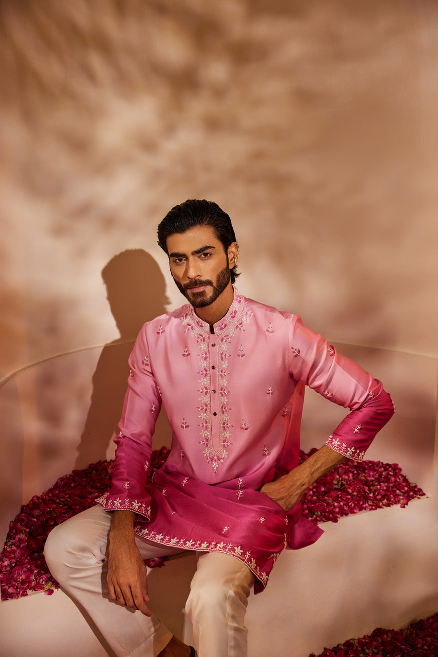 Nakul Fushia Pink Ombre Kurta Set