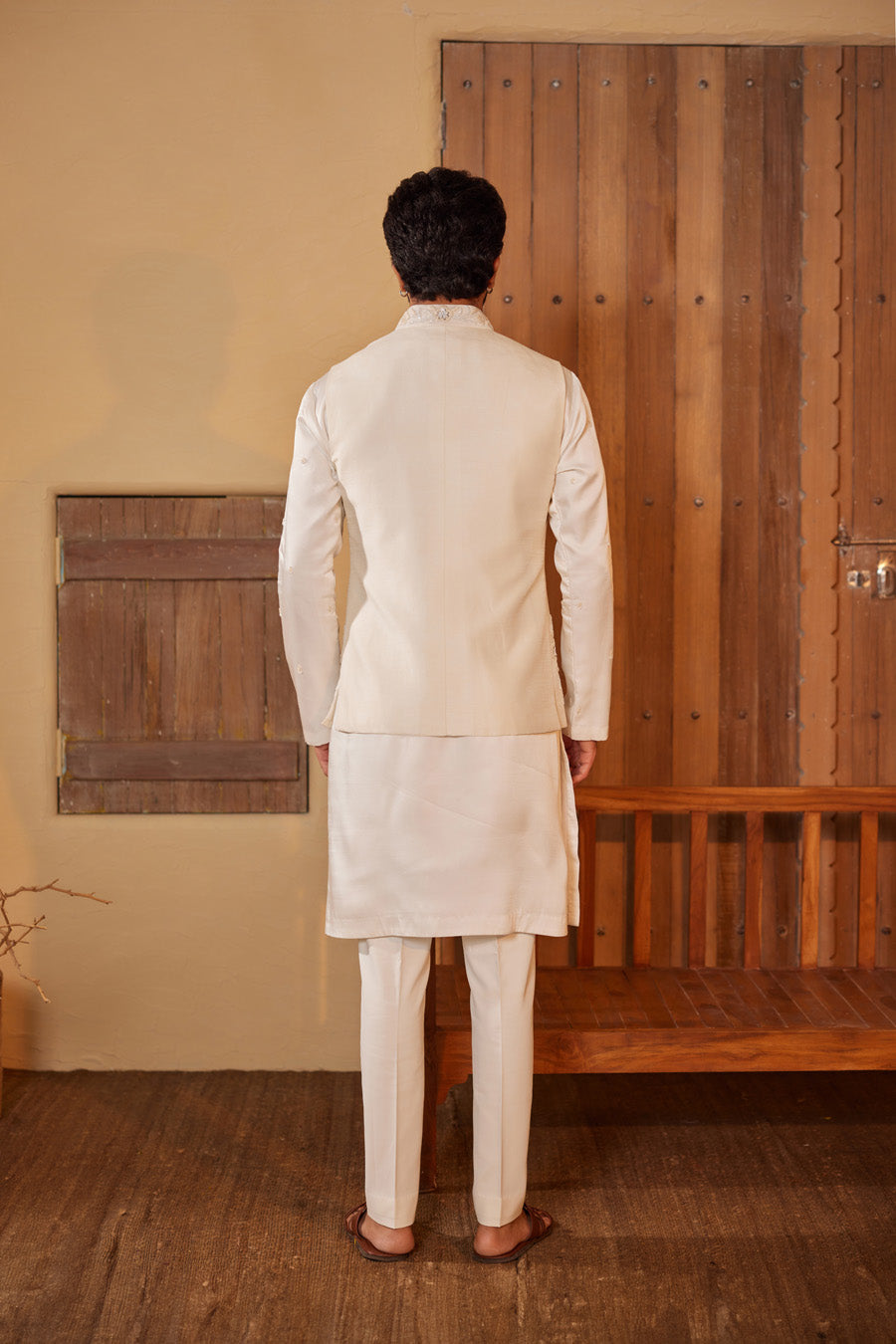 Sarvang Milky White Waisatcoat Set