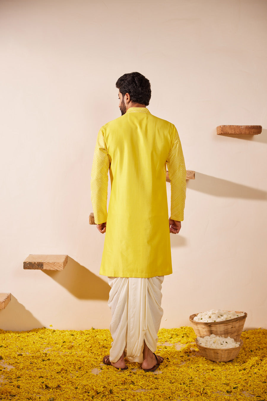 Yamak Lime Yellow Dhoti Kurta Set