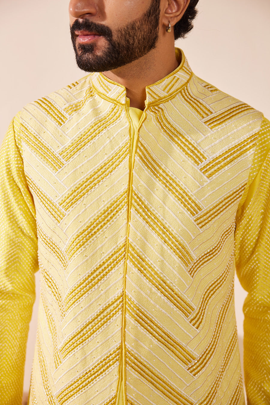 Yajur Lime Yellow Waistcoat Set